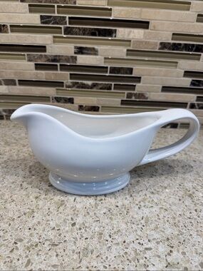Cost Plus World Market White Ceramic Sauce Boat with Handle